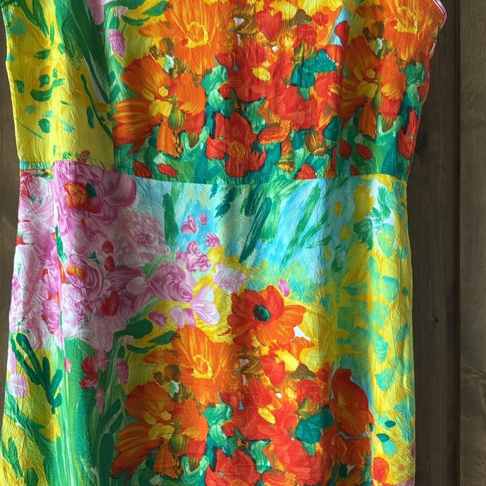 Jams World Bouquet Burst Floral Midi Dress Womens M Tropical Beach made in USA - Picture 4 of 12